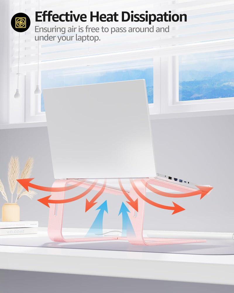 Urmust Laptop Stand for Desk Aluminum Computer Stand Riser Holder for Laptop Compatible with MacBook Air Pro, Dell, HP, Lenovo Samsung, Alienware All Laptops 11-15.6"(Rose Gold) Rose Gold
