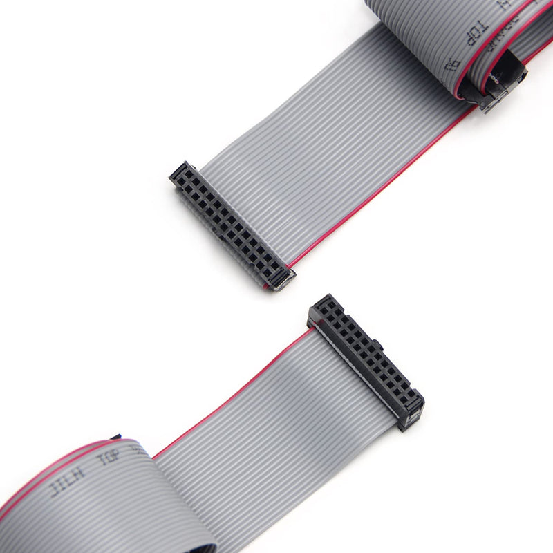 Fielect 2pcs IDC 20 Pin Connector Gray Wire Flat Ribbon Cable Connector Length 30cm 2.54mm Pitch