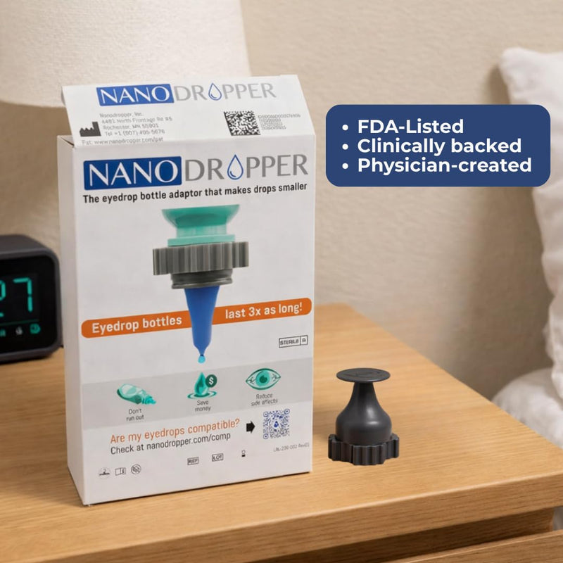 NANODROPPER SIZE 15 Adaptor 2-Pack for Eyedrop Bottles - Volume Reducing Adaptor to Extend Bottle Life Size 15 (Pack of 2)