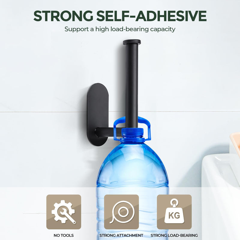 Joy Design 3 Pack Adhesive Toilet Roll Holder Stand - Matte Black SUS304 Stainless Steel, Rustproof Toilet Paper Holder No Drilling Tissue Holder for Kitchen Bathroom Wall Mount Bathroom Tissue Holder