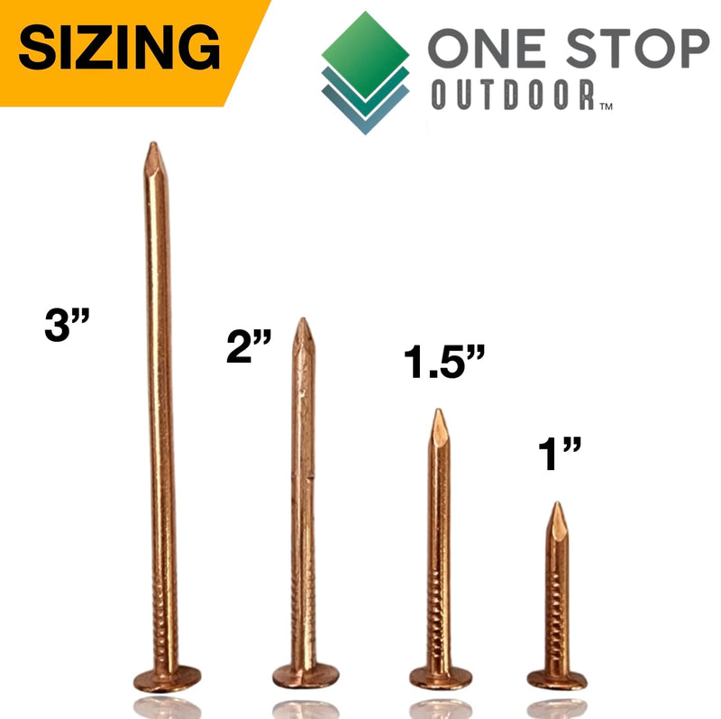 40 Pack 3 Inch USA MADE Copper Nails Pack - Pure Copper Nail Spikes USA Made - Solid Reliable Used for Trees, Stumps, Landscaping, and Hobbies (40) 40