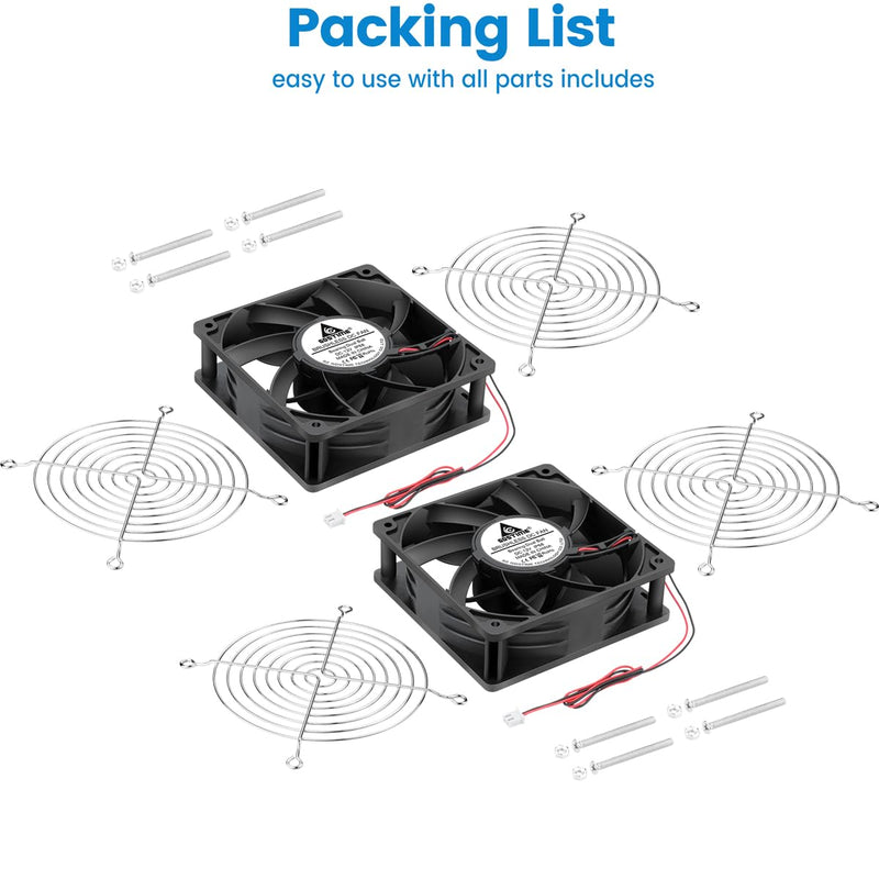 GDSTIME 120mm x 38mm 12V DC IP68 Waterproof Fan, High Speed Dual Ball Bearing Brushless Computer PC Case Exhaust Cooling Fan 2Pin for RV Refrigerator Solar Battery Box Ventilation, 2 Pack 120x38mm