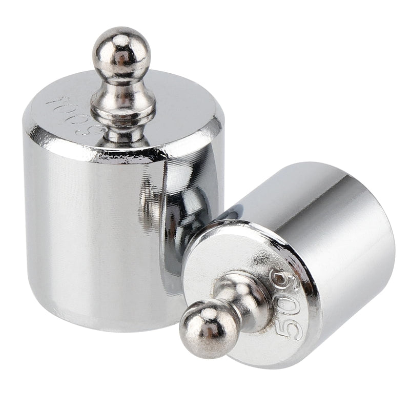 CHEUKYIU 7 pieces stainless steel calibration weights set 500g, 1 x 200g, 2 x 100g, 1 x 50g, 2 x 20g, 1 x 10g calibration weight set, with calibration weight tweezers for digital scales, laboratory, hobby