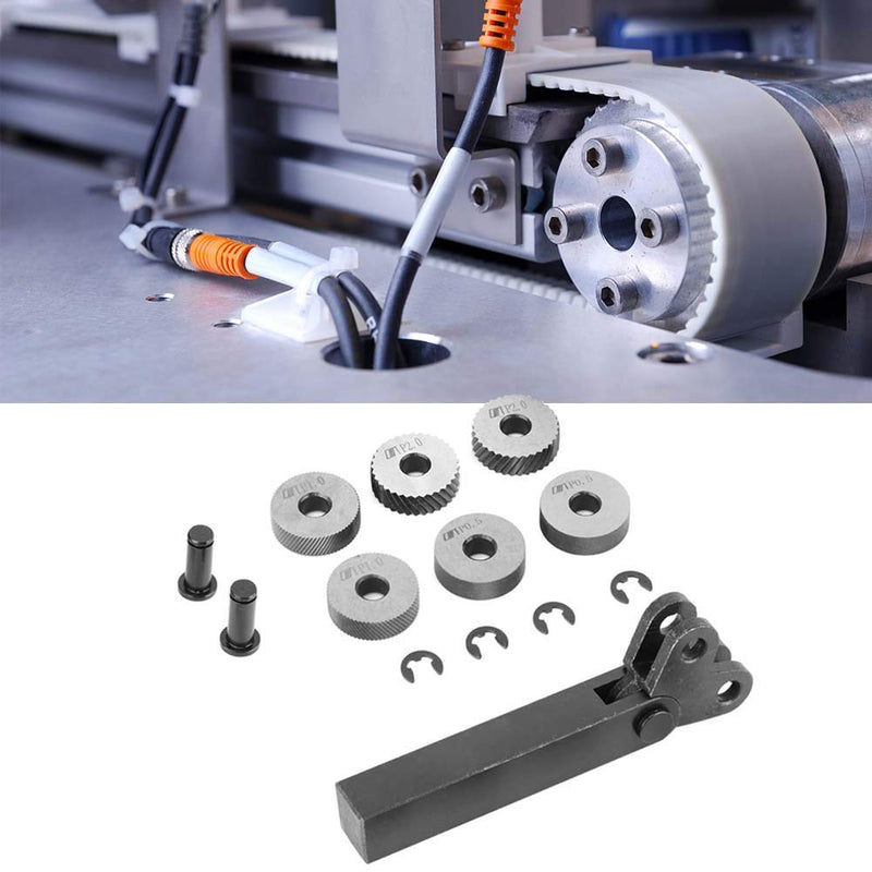 Knurling Tool 7 Pieces Black Steel Knurling 0.5/1/2 mm Diagonal Dual Linear Wheel for Processing Machine Surface Pattern Knurling Tool Set Precision Tools for Metalworking