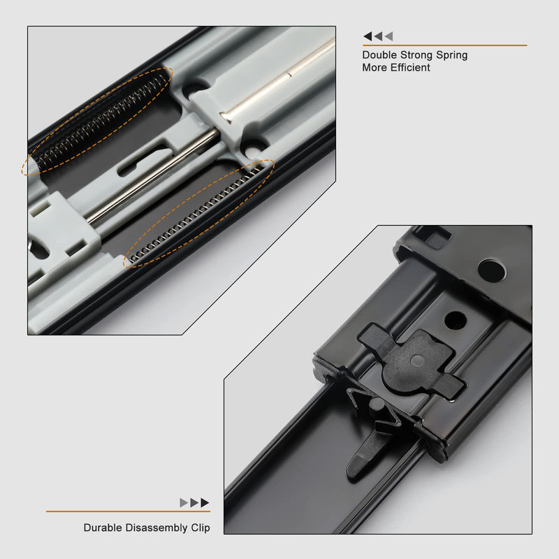 LONTAN 12 Inch Soft Close Drawer Slides Side Mount Dresser Drawer Glides 2 Pair Black 9.76" Extension Ball Bearing Heavy Duty Rails for Cabinets Drawer Hardware 100LB Capacity