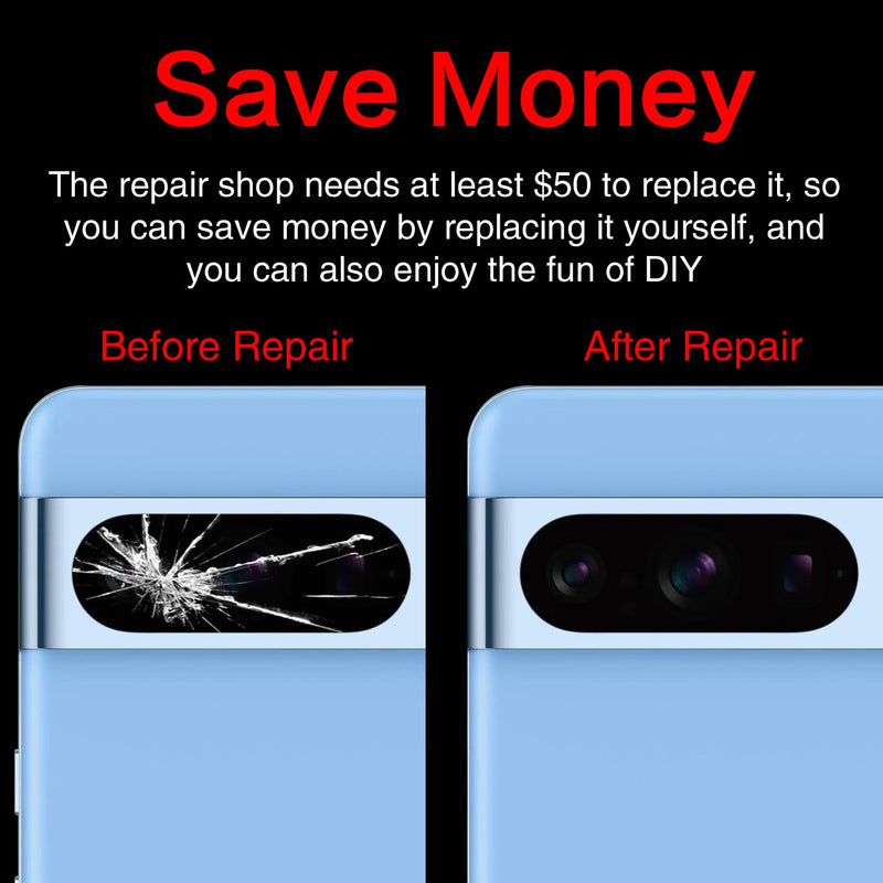 2 PCS for ASDAWN Back Rear Camera Lens Glass Replacement for Google Pixel 8 Pro 6.7 Incheswith Pre-Installed Adhesive, Pixel 8 Pro Back camera Lens Glass kit with Installation Manual + Repair Tool Set