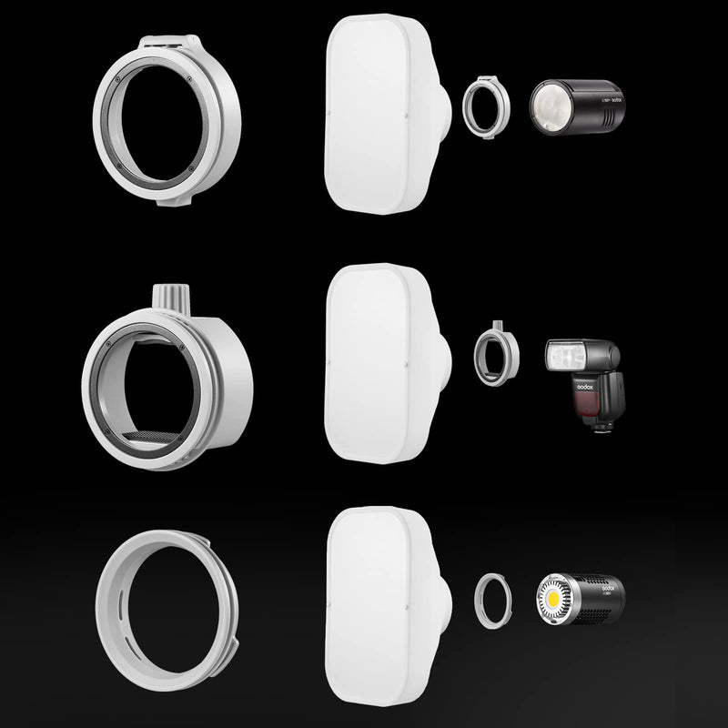 Godox ML-CS1625 Soft Tent Flash Diffuser Modifier, Collapsible Soft Light Diffuser with 3 adapters for AD200 AD200Pro V1 TT685 V860III TT600 AD300Pro AD400PRO Speedlight,ML30 ML60 Video Lights