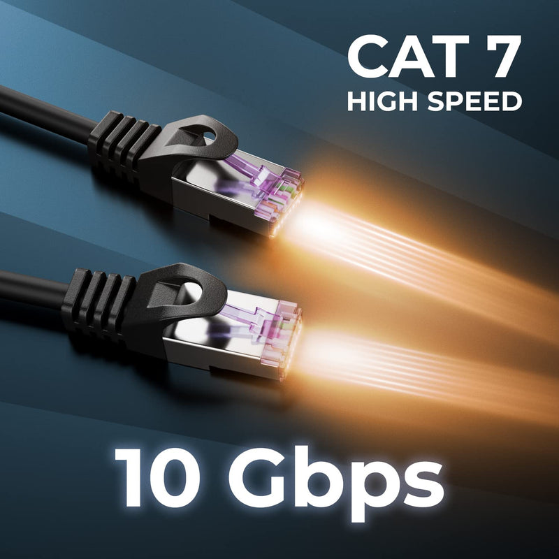 deleyCON 1 m CAT7 Network Cable RJ45 10 Gigabit Pack of 5 - Black | Patch cable Ethernet cable, copper, SFTP PiMF shielding, LAN DSL, switch, modem, router, patch panel, CAT7 CAT6 CAT5 5x 1 M