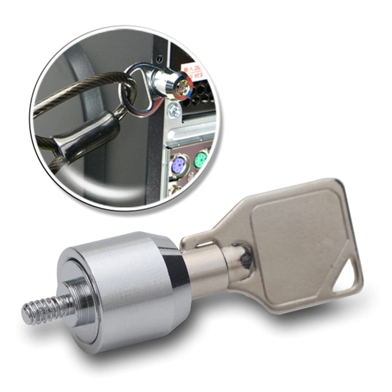Silver Metal Desktop Computer Lock with Key, Anti-Theft, Modern Style, Works with Most Desktops & Docking Stations