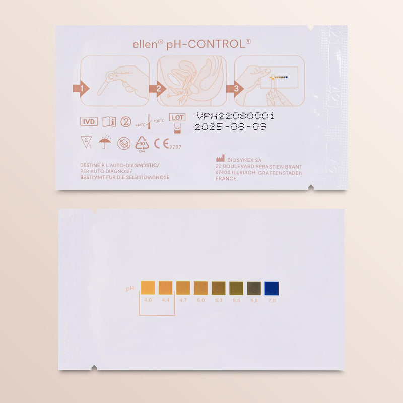 ellen® pH Control - CE Marked Vaginal pH Test for Infection Detection - pH Test Strips Sheath Self Test with Applicator - Easy & Painless - Pack of 5
