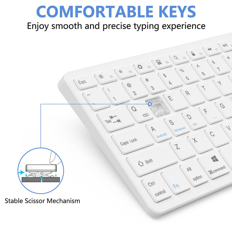Bluetooth Keyboard for iPad, Bluetooth Keyboard Compatible iPad 10th 9th 8th, iPad Air 5th 4th, iPad Pro 13/12.9/11 inch, iPad Air 13/11 inch, Portable Keyboard Including iOS, Android, Windows - White