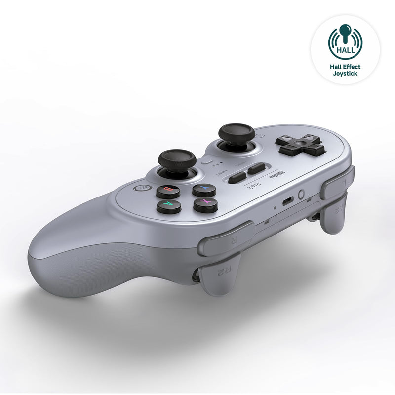 8Bitdo Pro 2 Bluetooth Controller for Switch, Hall Effect Joystick Update, Wireless Gaming Controller for Switch, PC, Android, and Steam Deck & Apple (Gray Edition) Gray Edition