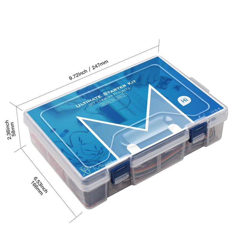 Miuzei Starter Kit for Arduino R3 Microcontroller 169 Pieces Tutorial | Servo Motor, Breadboard & Sensors, 30 German Lessons, Compatible with Arduino IDE, No Soldering Needed, Ideal for Beginners Professional Starter Kit