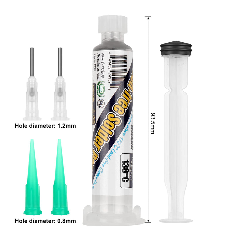 BEEYUIHF Lead-Free Solder Paste, Sn42 Bi58 Syringe Solder Paste Flux, Lead-Free Solder Flux Tin Paste, Low Temperature 138 Degrees, for BGA SMT Solder (1.05oz/30g)