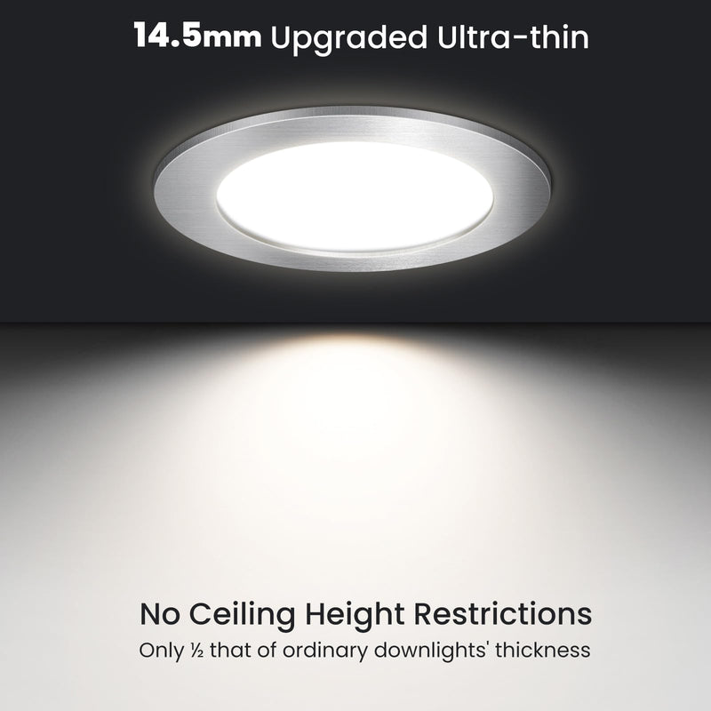 ALUSSO set of 6 12V LED recessed ceiling spotlights 3.5W furniture recessed spotlights 3000K warm white 4000K neutral white 6000K cold white, recessed LED spotlights flat drill hole 55-58mm and 14.5mm flat, IP44 waterproof nickel