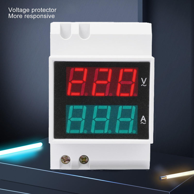 SEAFRONT AC DIN Rail Meter 80-300V 0-99.9A DIN Rail Installation Digital AC Voltmeter Ammeter, Single-Phase Energy Meter with LED