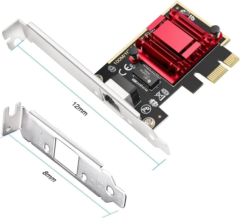 Realtek Chipset 2.5Gb Gigabits Gbps PCIe PCI Express Ethernet Network Interface Card Adapter with Low Profile Bracket for Desktop PC/Mac(No Software) 2.5Gb Ethernet PCIe