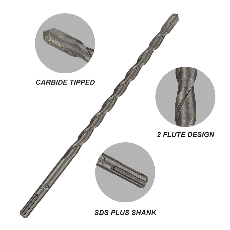 17-Piece SDS-Plus Rotary Hammer Drill Bits and Chisel Set, YG8C Carbide Tips, U-Flute Design Concrete Drill Bit Kit for Concrete, Brick, Stone – Ideal for Contractors, DIYers & Masonry Work
