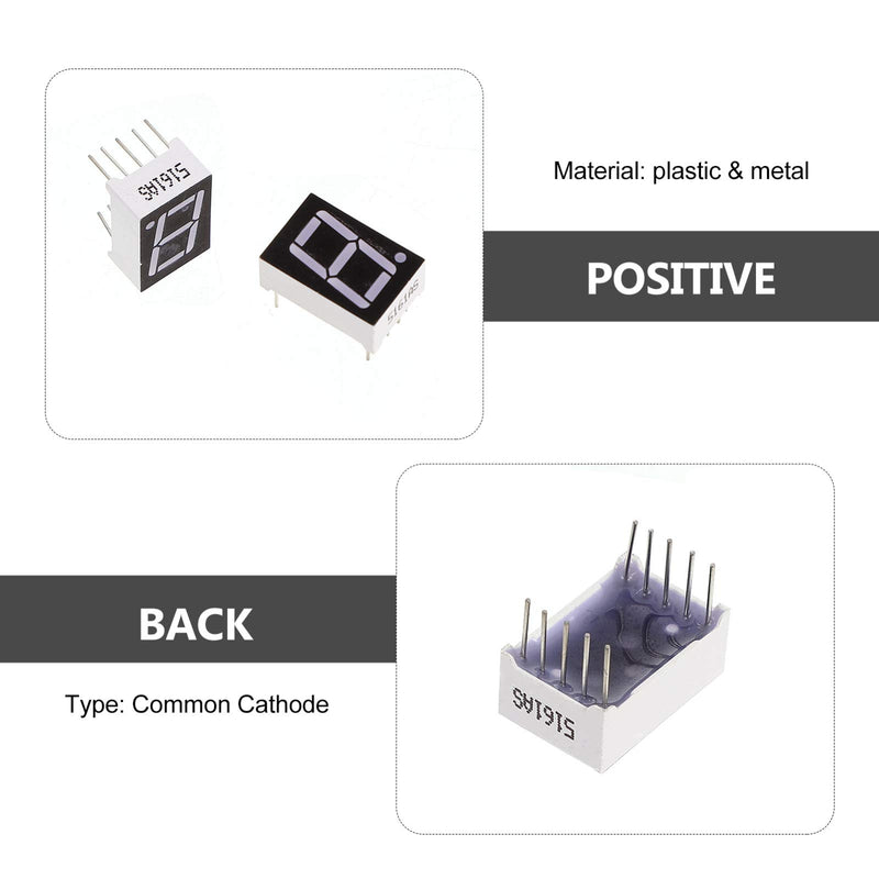 Iplusmile 20pcs Common Cathode 10-Pin 1 Bit 7 Segment 0.5 Red LED Display Digital Tube