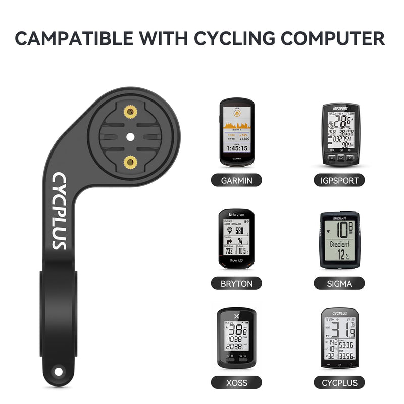 CYCPLUS Cycling Out Front Bike Mount Designed for All Cycling Computer, Garmin Edge 520 530 820 830 1000 GPS and Other Normal Models Z1 Left Handle