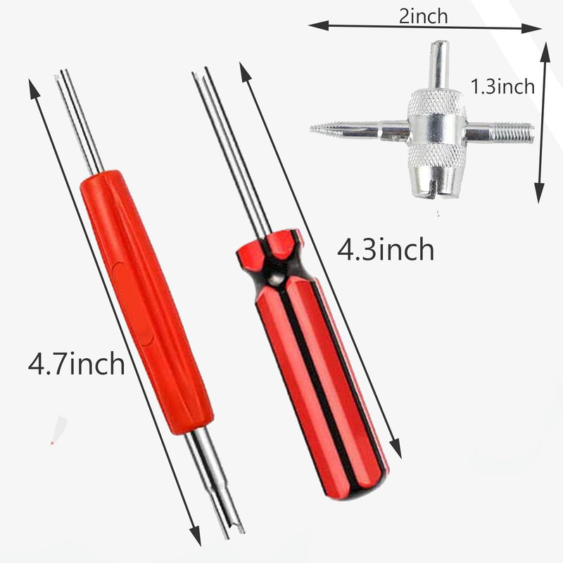 Tire Valve Stem Removal Tool Kit - 4-Way Valve Tool Single and Double Heads Valve Core Remover Tire Repair Stem Tool (6pcs) Tire Valve Stem Removal Tool Kit