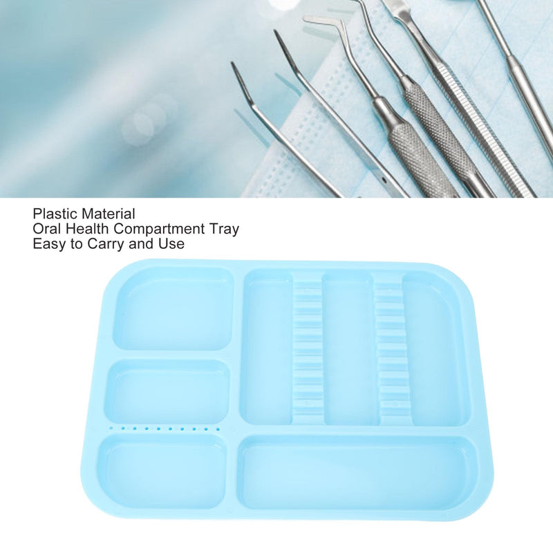 Tray for Oral Instruments, Divided Plastic Oral Cavity Instrument Tray, Organised Storage Holder for Dental Tools, Instruments, Cosmetic (Blue)
