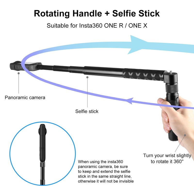 PULUZ Bullet Time Handle Tripod Multi-Functional Tabletop Fold Tripod for Insta360 X4, Insta 360 X3, ONE RS, Go pro Hero 11 10 9 5 4 3 Sport Action Camera Accessories