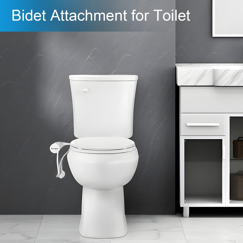 Ultra-Slim Hygienic Bidet Attachment for Existing Toilets - Adjustable Fresh Water Pressure, Dual Nozzle (Frontal & Rear Wash), Easy to Install, Black