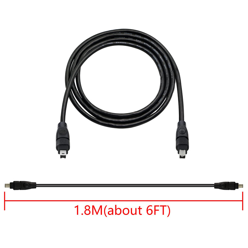 GINTOOYUN 6FT FireWire IEEE 1394 Cable,4 Pin to 4 Pin Male to Male Cord,FireWire 400 DV iLink Cable for Laptop to Camcorder