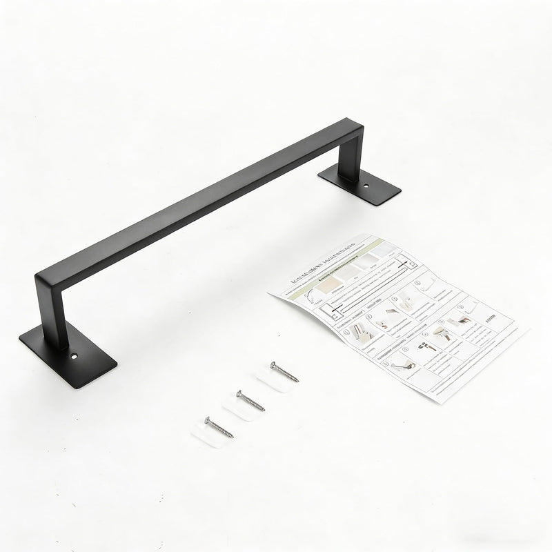 Bathroom Towel Bar Self Adhesive, No Drilling Towel Rack Easy to Install, Hand Towel Holder Made of Premium Stainless Steel Sticky on Hand Towel Hanger for Kitchen, Toilet.(24IN, Black) 24 IN