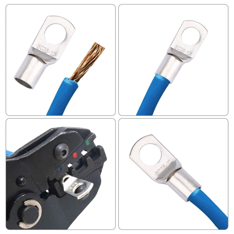30 pieces cable lugs ring cable lugs M8 M10 tubular cable lugs set 16mm² 25mm² 35mm² M8 M10 copper terminals cable eyelets crimp connectors for vehicles, cars, motorcycles, boats, 30 pieces 16 mm², 25 mm², 35 mm²
