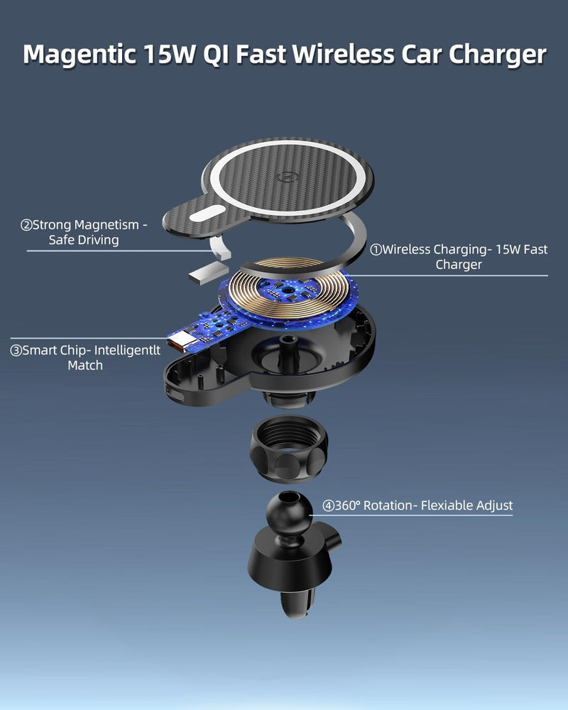 Car Phone Mount for Toyota Tundra 2007 2008-2011 2012 2013 /Sequoia 2008-2011 2012 2013 Accessories Custom Air Vent Car Phone Holder Magnetic 15W Fast Wireless Charger Automobile Cradles Cradles Tundra 2007-2013 Magsafe+ Wireless Charger