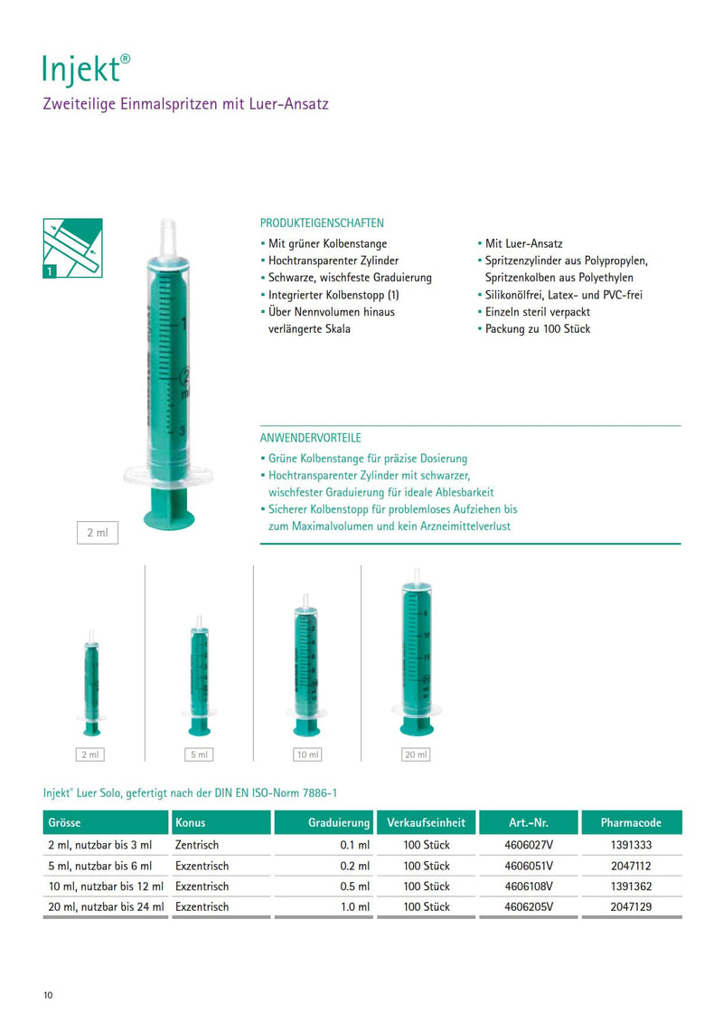 B. Braun INJEKT 5 ml, Luer connection, eccentric, 2-part disposable syringes, 100 pieces
