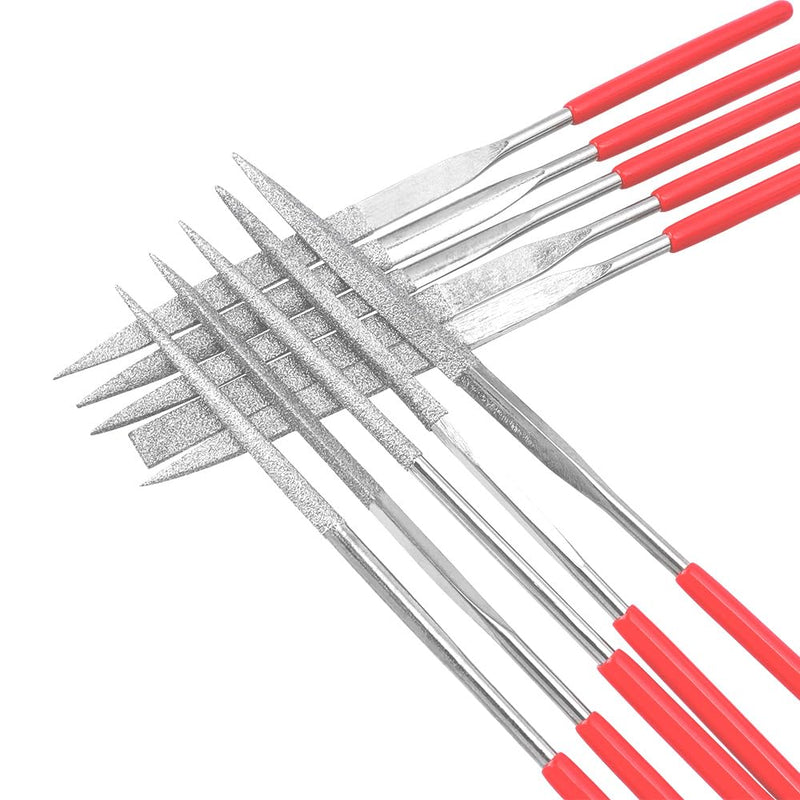 Treki Mini Diamond Needle Files Set 2 x 100 mm Small Key File in 10 Models, Fine File Set of 3D Printer Accessories, Mini File Set for Filing Wood, Jewellery, Metal, Plastic, Model Making, Pack of 10