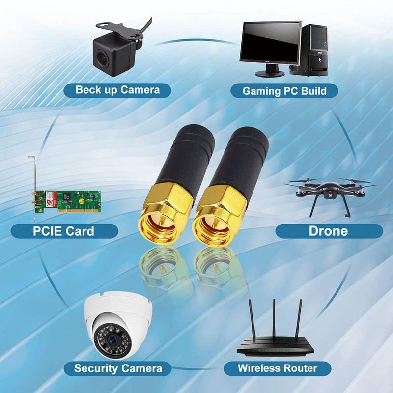 FPV Small WiFi Antenna 2.4GHz Wireless Module Omni Directional Thumb Antenna mmdvm Network Router Antenna SMA Male TX RX Mini RHCP Racing Drone Antenna for Multicopter WiFi USB Adapter Pack of 2 SMA Pin in center