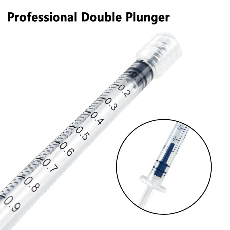 100pack-1ml Luer lock Syringes with 27Ga(0.5inch)Needles, Individually Packaging Disposable Plastic Syringes and Needles for Scientific Labs, Industrial, Animal and Pet Supplies (1ml27ga100pack) 1ml27ga100pack