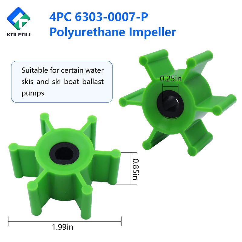 4PC 6303-0007-P Polyurethane Impeller with O-Ring Kit & Lubrication Replacement | Compatible with Jabsco Fits Some Wakeboard & Ski Boat Ballast Pumps