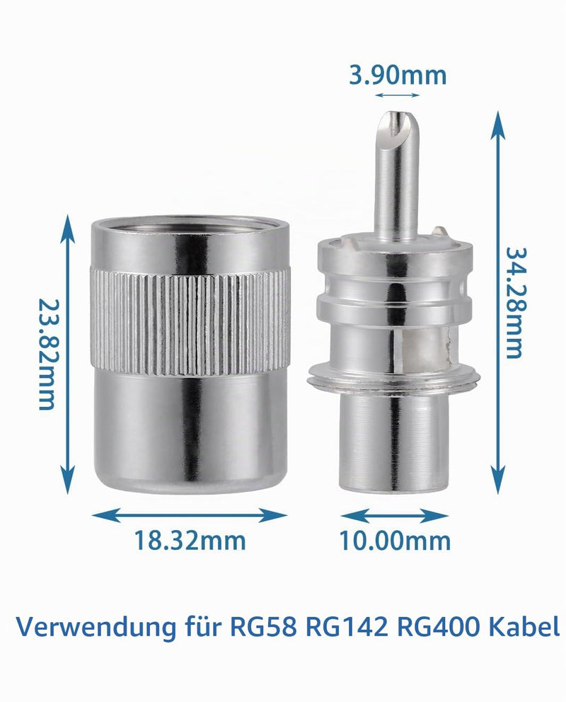 Vecys 5pcs PL259 UHF Male Connector 50 Ohm PL259 Male Plug Crimp RF Coaxial Plug Adapter for RG58 VLMR195 RG142 RG400 Low Loss Coaxial Cable PL259 for RG58/RG400