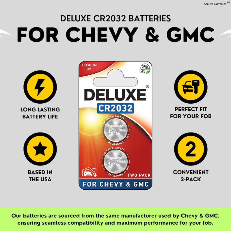 Key Fob Battery Replacement for Chevy GMC (Silverado Equinox Malibu Sierra Traverse Cruze Impala Tahoe Terrain Acadia Yukon Colorado Camaro Suburban Trax Blazer Sonic Express) Remote Key (Pack of 2)