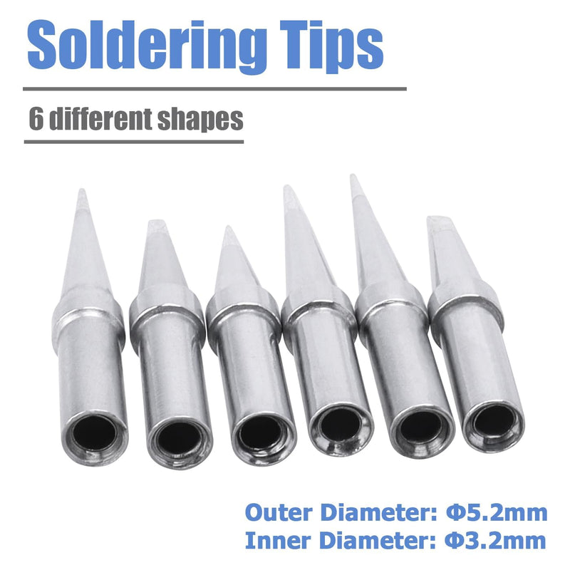 Mesee 6 piece soldering iron replacement soldering tips set, copper soldering tips, soldering tip, lead-free soldering iron kit, tip soldering tips, low temperature soldering iron tips for soldering station, welding, soldering