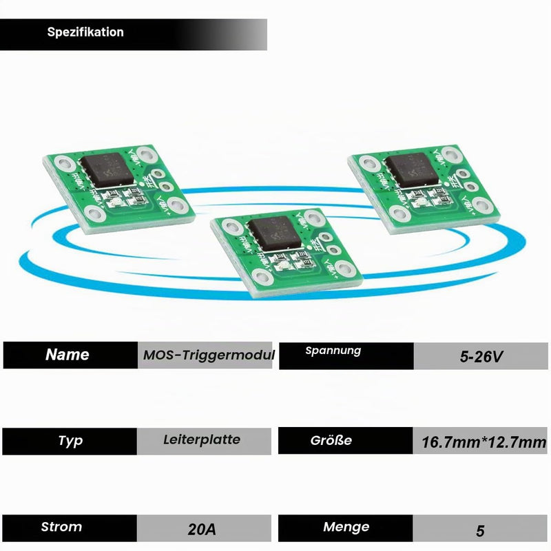Pack of 5 MOS-FET Trigger Switches, MOS Switch Board, 20A Mini High Power MOS Trigger Switch Driver Field Effect Tube Module 5-26V PWM Control Electronic Switch Control 20 A