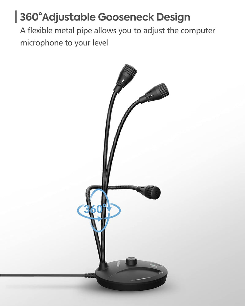 JOUNIVO USB Microphone for Computer, PC/Laptop Mic, Mute Button with LED Indicator, 360 Degree Gooseneck Design, Desktop Microphone for Streaming, Recording, Dictation, Podcasting, YouTube, JV610PRO JV610P