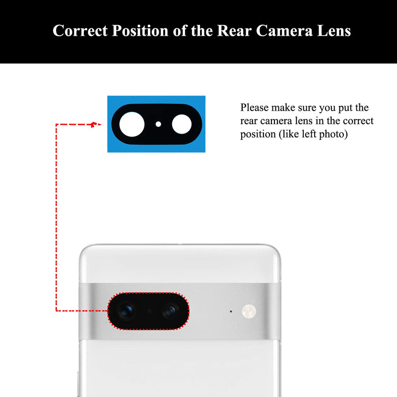 2 Sets Rear Camera Lens Glass Replacement with Adhesive Pre-Installed Compatible for Google Pixel 7 with Repair Tools and User Manual