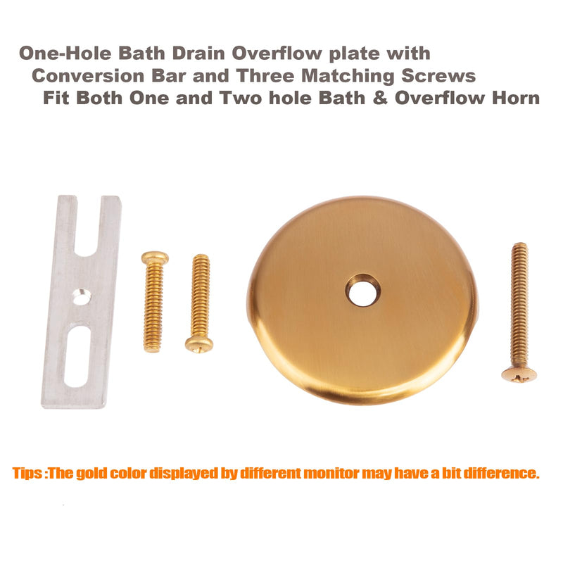 Artiwell Push & Lock Tub Trim Set with Single-Hole Overflow Faceplate, Bathtub Conversion Kit Assembly with Conversion Bar, Universal Fine/Coarse Thread, No Putty Installation (Brushed Gold) Brushed Gold