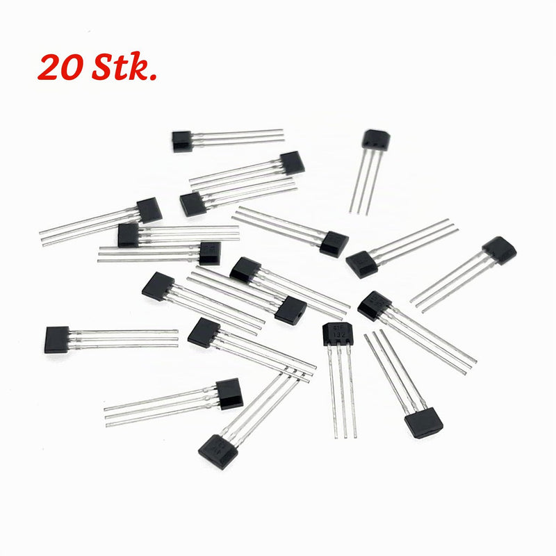 JZK TO-92S Bipolar Hall Effect Sensor 3-Pin 41F Magnetic Detector SS41F 3-Pin Hall Sensor 41F Hall Sensor Chip 3-Pin 3-Pin Pack of 20