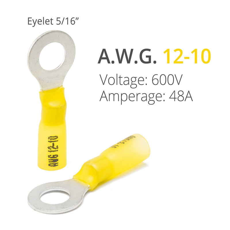 Wirefy Yellow ring cable lugs shrink connector M8 - solderless cable lugs assortment - ring cable lug crimp connector 4-6 mm² - 90 pieces 90 pieces. Yellow - M8 - 4 - 6 mm²
