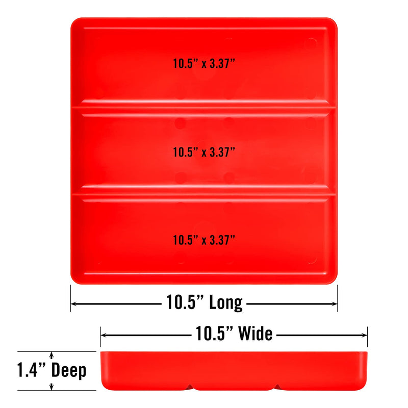 Ernst Tool Garage Organizer Tray, Red, 3-Compartments (Pack of 4) 10.5" x 10.5" x 1.5" (Pack of 4) 레드