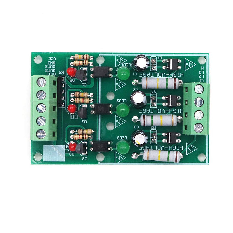 DollaTek 3 Channel Optocoupler Isolation Module, AC 220V Isolation Board Test Module without PCB AC Detection Module