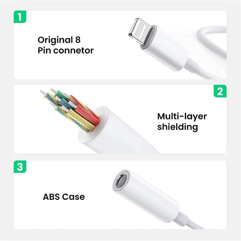 2 Pack Lightning to 3.5 mm Headphone Jack Adapter, [Apple MFi Certified] iPhone Dongle Adapter Converter Aux Audio Cable Compatible with iPhone 14/14 Plus/14 Pro/14 Pro Max/13/12/11/XR/XS/X/8/7/iPad 2 Pack White/Lightning to 3.5mm