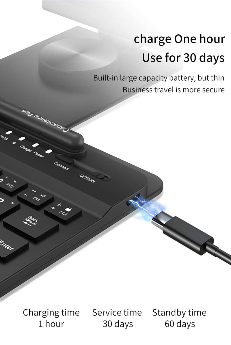 SHIEID Galaxy Z Fold 7 360° Rotating POS Tablet Stand, Zip Pull-Out, Integrated Folding Design Set with Folding Bracket, Keyboard, Mouse, Capacitor Pen–Compatible with Galaxy Z Fold7//6/5/4/3, Black Stand Bluetooth Keyboard Black-4-Piece Set